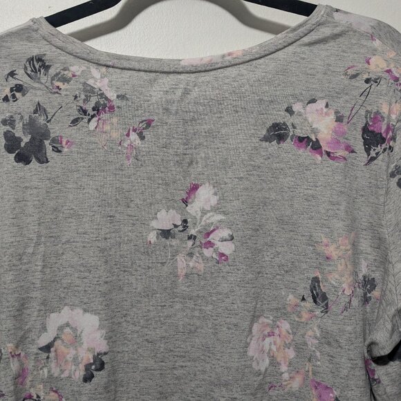 croft & barrow Tops - Croft & Barrow 'The Classic Tee' Gray with Pink Floral All-Over Print